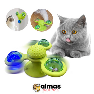 Juguete interactivo giratorio para gato con luz led y bolas de catnip