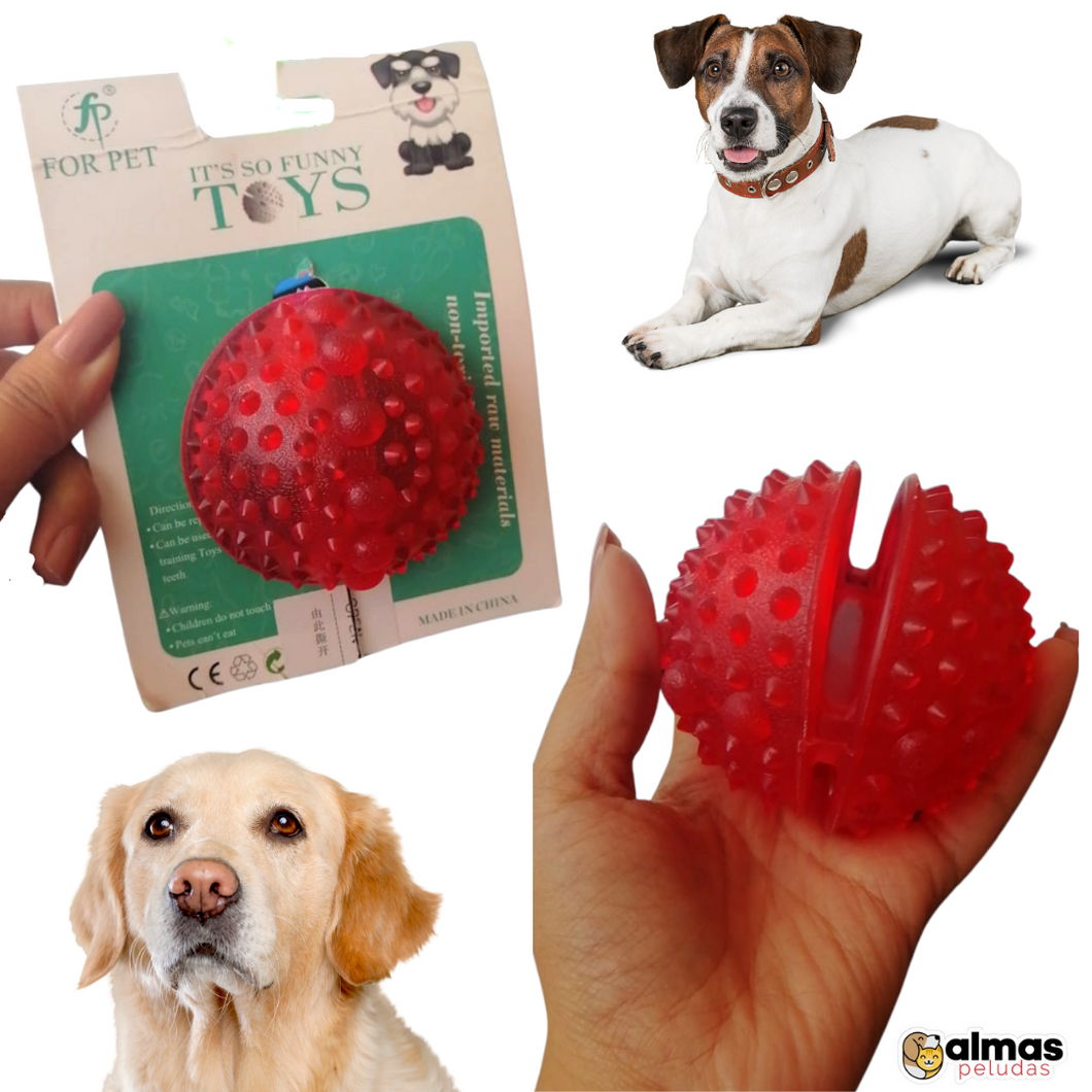 Pelota porta snack, anti sarro y anti estrés para perros - 9 cm -